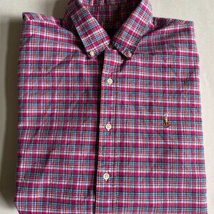 Polo Ralph Lauren Classic Fit Plaid Long Sleeve Button Down Shirt Pink XL